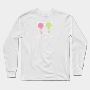 Twin baby arrival card with balloon Long Sleeve T-Shirt